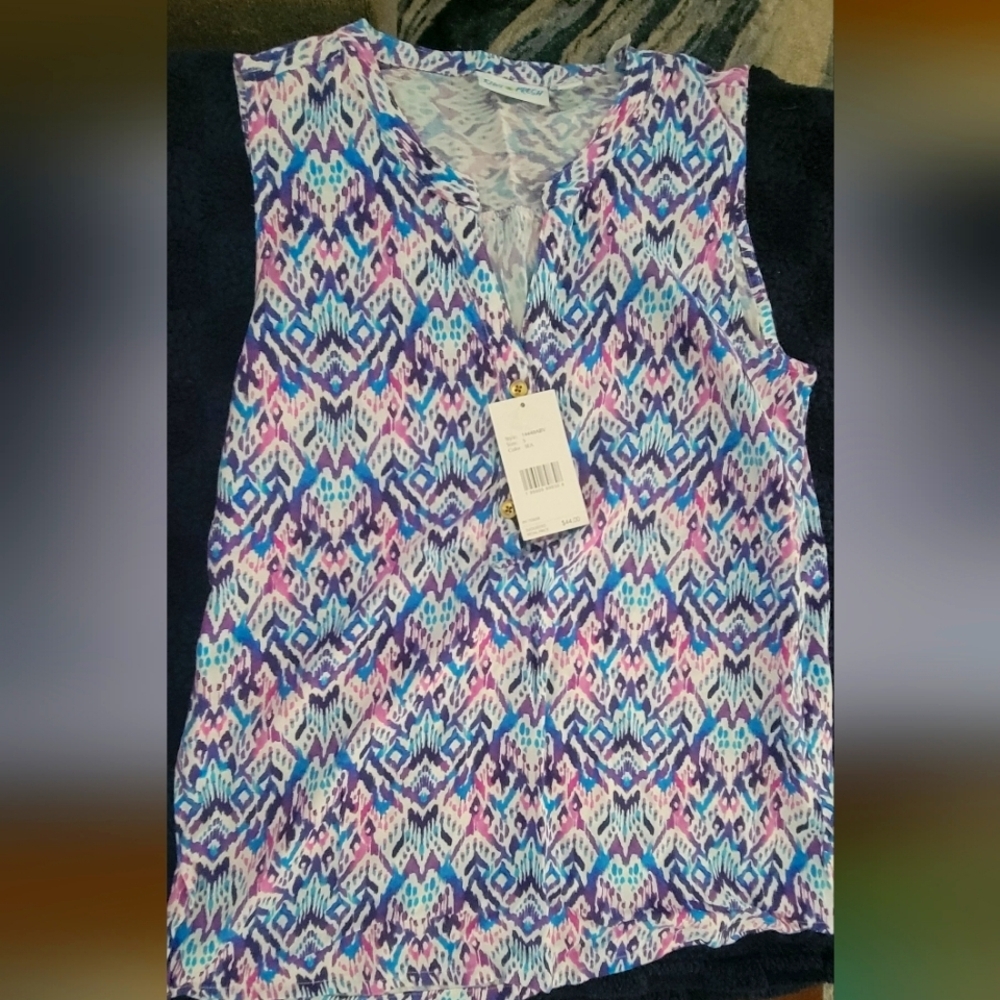 Women's Sleeveless Patterned Top - Multicolor